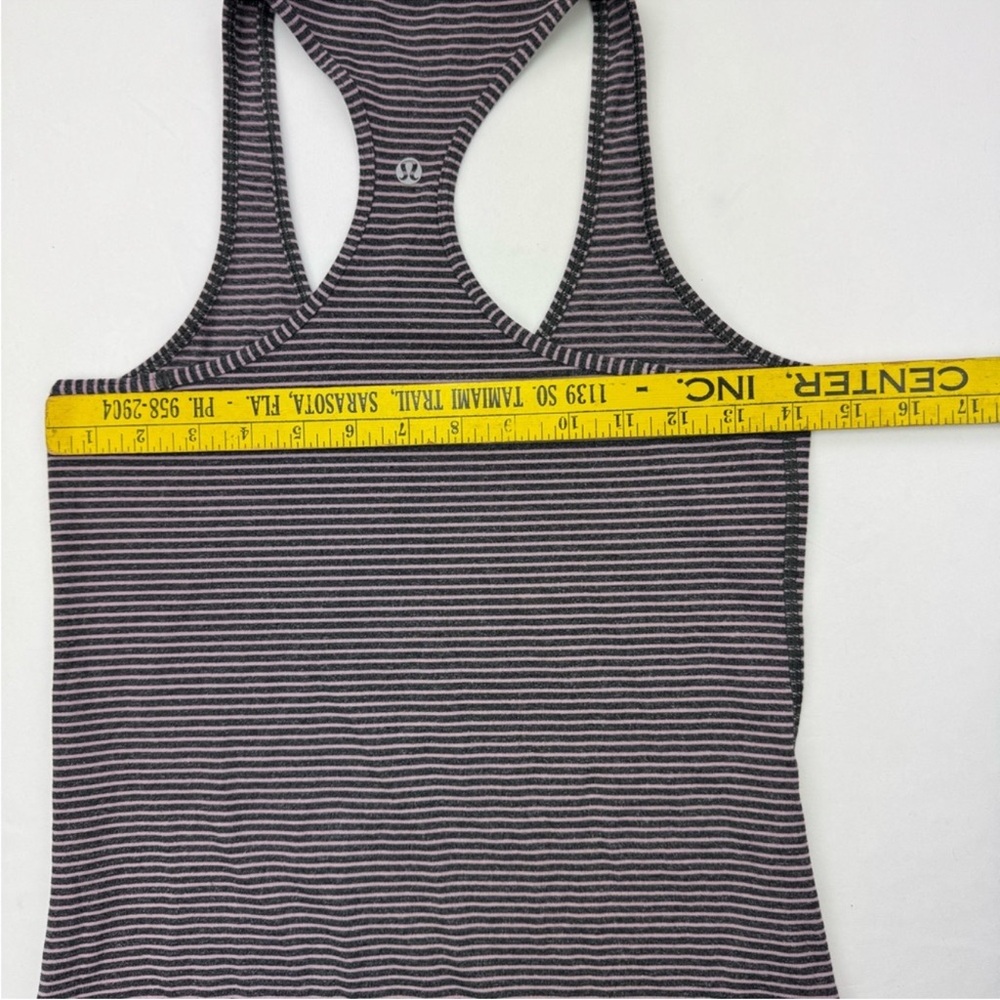 Lululemon Pink Grey Cool Striped Racerback Full Length Tank Top Cotton Blend - Picture 7 of 10